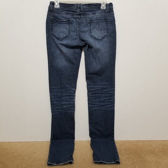 Mossimo jeans 3 Skinny denim whiskered 2010 stretch low rise waist - Picture 2 of 16